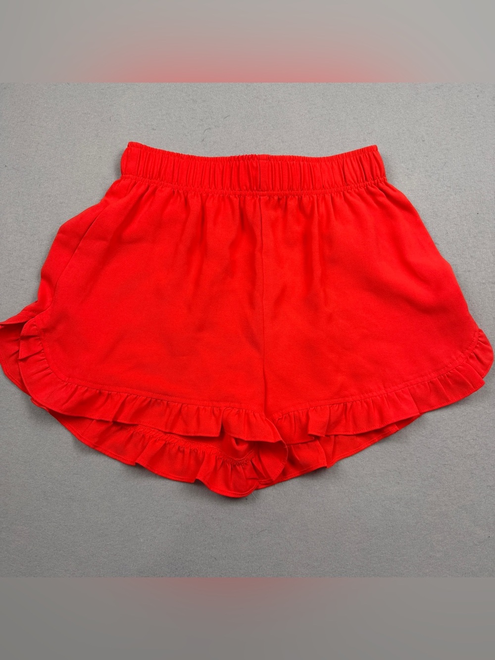NWT Cotton Bleu Red Ruffle Hem Elastic Waist Shorts Sz S